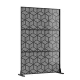 Garvee Metal Privacy Screen with Stand - Heavy-Duty Steel Outdoor Room Divider for Patio Garden Balcony, Rust-Resistant, Chevron Design - Black3