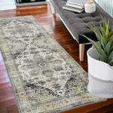 Garvee Oriental Runner Rug 2x6 Modern Rug for Bedroom Machine Washable Rug Vintage Floor Mat for Dining Retro Floor Cover Aesthetic Non-Shedding Anti-Slip Kitchen Mat,Grey - Grey
