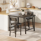 Garvee Dining Table Set for 2 with Corner Protector, Counter Height Kitchen Table with Upholstered Bar Chairs, Retro Gray, Compact Size