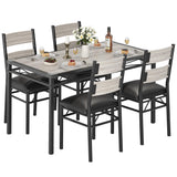 Garvee Dining Table Set for 4 with Upholstered Chairs, Compact Bistro Furniture for Small Spaces, Grey, Space-Saving Design