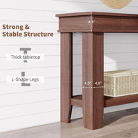 Garvee 54" Rustic Wood Console Table with 2 Drawers & Lower Shelf for Hallway Living Room Behind Couch, 54x14x30, Warm Wood
