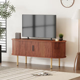 Garvee 47.2" TV Stand Walnut, Modern TV Console Table with Storage Compartment and Sliding Door for Living Room, Bedroom, Office - Walnut