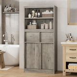 Garvee Tall Bathroom Cabinet Floor Storage Cabinet with Doors & 2 Drawers for Bathroom Living Room Kitchen Pantry 51in Grey