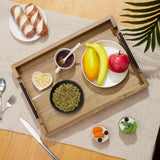 Garvee Large Acacia Wood Serving Tray with Metal Handles, 17x12 Inch Ottoman Tray, Rustic Brown