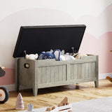 Garvee 39.4" Fluted Storage Chest Ottoman Bench With Gentle-Closing Safety Hinges, Strong Support Up To 260 Lbs, Grey, Living Room, Bedroom, Entryway - Grey