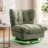 Garvee Chenille Swivel Accent Chair 360° Rotation Oversize Base 20.8in Seat Cotton Filling Living Room Bedroom Office - Green