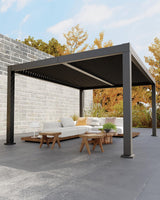 Garvee All-Aluminum Louvered Pergola 12' x 16' Outdoor Gray Adjustable Roof Patio Deck Gazebo - Grey