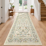 Garvee Vintage Bird Washable Runner 2x6 Runner Rug Floral Kitchen Rugs Non Slip Washable Modern Entryway Rug Soft Low Pile Boho Bathroom Rugs Stain Resistant Carpet for Laundry Bedroom 2'x6' Beige - Bird|Beige