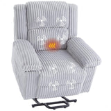 Garvee Power Lift Recliner Chair With Heat And Massage, Electric Lift Plush Recliner For Elderly And Mobility Impaired, 33x37.4x41 Inches, Corduroy - Light Grey