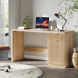 Garvee 60" Executive Desk with Storage, Modern Home Office Desk, Natural Oak, 60"x22"x30"