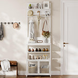 Garvee Hall Tree With Doors Coat Rack Shoe Storage 72.8in White Narrow Entryway Organizer