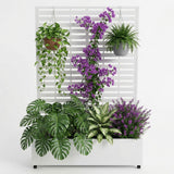 Garvee Metal Planter Box with Trellis, 71.5"x47"x16", Raised Garden Bed with Wheels, White, Outdoor Patio Balcony Use - White