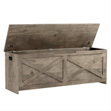 Garvee 47.2 in Wooden Storage Chest with Safety Hinges, Large Shoe Bench for Entryway, Living Room, Bedroom, Easy Assembly, Natural Wood Color