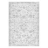 Garvee 5x7 ft Area Rug, Grey Vintage Floral Washable Carpet, 100% Polyester 1400 gsm Low Pile Floor Covering with TPR Non Slip Backing, Foldable Stain Resistant Rectangular Mat for Living Room Bedroom Dining Room Office Entryway - Grey