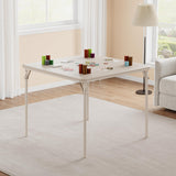 Garvee Portable 33.6-inch Folding Table, Beige Metal Frame with PU Cushion, Lock Switch, Anti-Slip Feet, Ideal for Living Room, Office, Camping - Beige