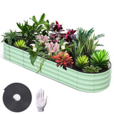 Garvee 8x2x1ft Galvanized Raised Garden Bed, Metal Planter Box for Vegetables and Flowers, Green Rubber Edge, Outdoor Garden Boxes - Green(Rubber Edge)