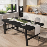 Garvee Industrial Dining Table for 6-8 People, 78.7" Long Wooden Kitchen Table with Sturdy Metal Frame, Black Finish, Rectangular, 30" Height
