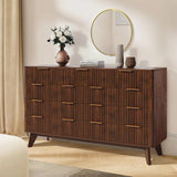 Garvee 54" Wide 9 Drawer Dresser Wooden Chest of Drawers with Fluted Wave Pattern Metal Handles Modern TV Stand for Bedroom Living Room Entryway Black Walnut - Black Walnut