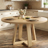 Garvee Round Dining Table, Kitchen Table, 47 Inch, Wood Color, Farmhouse Style for Dining Room