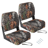 Garvee Foldable Boat Seats Pack of 2 - Ergonomic Low Back, Thick Foam Cushion, Molded Plastic Frame, Water & UV Resistant, Aluminum Hinges - Fishing & Cruising - Camuflaje