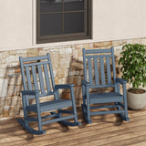 Garvee HDPE Rocking Chair Outdoor Set of 2 - Poly High Back Porch Rocker Chairs for Adults - Navy Blue - Weather Resistant Patio Furniture - Navy Blue