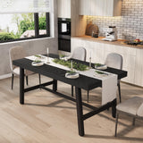Garvee Industrial Dining Table for 4-6 People, 63" Long Wooden Kitchen Table with Sturdy Metal Frame, Black Finish, Rectangular Counter for Dinner, Kitchen, Dining Room - Black 62.99" Long