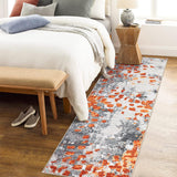Garvee Runner Rugs for Hallway 2x6 Washable Kitchen Rug Abstract Rug Laundry Carpet Modern Abstract Rugs for Living Room Colorful Nursery Rug Office Floor Cover Low Pile Orange&Grey - Orange Grey