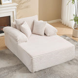 Garvee 48.8''W Oversized Chaise Lounge Chair Sofa Bed, Corduroy Upholstered, Living Room, Bedroom, Movie Room, Gray - Beige