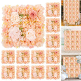 Garvee Flower Wall Panels Backdrop, Artificial Hydrangea Silk Floral Wall, Wedding Baby Shower Party Decoration, 12 Pcs 15x15 Inch, Pink - Orange