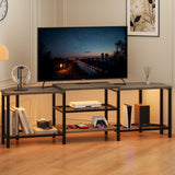Garvee 67 Inch Large TV Stand With LED Lights, Power Outlets, 4 Open Shelves, Corner Entertainment Center, Grey