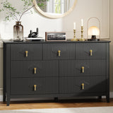 Garvee Fluted Dresser 7-Drawer Wood Storage Organizer for Bedroom, Living Room, Entryway, 54 Inch, Black - Black