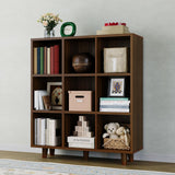 Garvee Cube Bookshelf 9 Cube Storage Organizer Shelf Freestanding Open Bookcase for Living Room Bedroom Home Office Natural Wood Finish