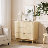 Garvee 3 Drawer Dresser Mid Century Modern Wood Drawer Organizer for Bedroom Living Room Hallway 32 in Tall Natural Oak