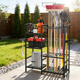 Garvee Garden Tool Organizer Heavy Duty Garage Tool Storage With 6 Shelves & 35 Long-Handled Slots For Yard Shed And Lawn 31.1 Inches Steel Rust-Resistant