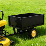Garvee Heavy Duty Tow Behind ATV Trailer Steel Dump Cart 500 LB 10-Cubic Feet Capacity Garden Utility Trailer Removable Tailgate Black