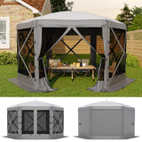 Garvee 13FT 6-Sided Pop Up Gazebo Tent With Removable Canopy Top & Wind Cloths For Camping Backyard Parties Outdoor Events Grey - Grey