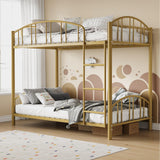 Garvee Metal Bunk Bed Twin Over Twin, Heavy Duty Steel Frame, Gold, Space-Saving Kids Bed with Safety Ladder and Arched Guardrail