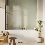 Garvee 32" W x 55" H Frameless Tub Shower Door - 180° Rotatable Clear Tempered Glass Bathtub Shower Door Matte Black