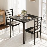 Garvee Dining Table Set for 2, Square Table and 2 Chairs, Space Saving Compact Dinette Set for Small Spaces, 29.1 x 29.1 x 30 in, Black - Black