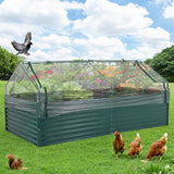 Garvee Galvanized Raised Garden Bed Kit with Cover, Open Base, Thick Steel, 8x4x2 ft, Dark Green for Vegetables and Flowers - Dark Green(Rectangular)