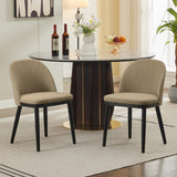 Garvee Wooden Dining Chairs Set of 2 Upholstered Kitchen Dining Room Chairs Curved Backrest Wood Leg Modern Fabric Farmhouse Dinner Chair Restaurant Cafe Camel - Camel 2 Pcs