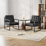 Garvee Mid Century Accent Chair Set of 2, PU Leather Armchair with Metal Legs for Living Room, Bedroom, Reception, Office, Durable Upholstery, Sleek Design
