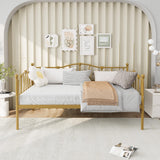 Garvee Twin Size Daybed Frame Sofa Bed With Stylish Headboard Heavy Duty Steel Slat Support Space Saving Living Room Bedroom Guest Room Gold