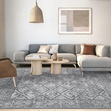 Garvee Boho Grey 5x7 Rugs for Living Room Distressed Washable Rug Indoor Soft Low Pile Rug Anti-Slip Backing Aesthetic Rug Vintage Non-Shedding Throw Carpet for Bedroom Farmhouse Playroom Nursery - Grey