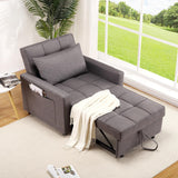 Garvee 3 in-1 Schlafsessel Sofa Bed Adjustable Backrest Storage Pockets Linen Fabric Steel Frame Foldable Cushioned 86x192 cm Dark Grey Compact Spaces - Dunkelgrau
