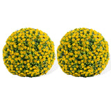 Garvee 15.7 in Artificial Topiary Flower Balls Set of 2 Hanging Grass Balls for Home Decor Indoor Outdoor Yellow - Yellow