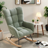 Garvee Nursery Rocking Chair Ergonomic High Back Glider with Armrests & Side Pocket for Breastfeeding Living Room Bedroom Green - Green