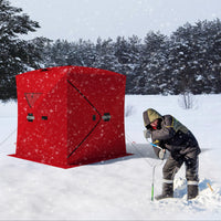 Garvee Ice Fishing Tent, Warmth Retaining Design Pop-Up Portable Hub-Style Ice Fishing Shelter, Thickening 34 Square Feet of Fishable Area, 3-Person Shelter