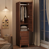 Garvee Armoire Wardrobe Closet With 2 Doors, Wooden Cabinet, 72in Tall, Walnut, Bedroom Storage
