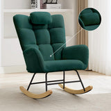 Garvee Nursery Rocking Chair Teddy Upholstered Glider with High Backrest for Adults Nursery Bedroom Living Room Office Beige - Green Without Ottoman